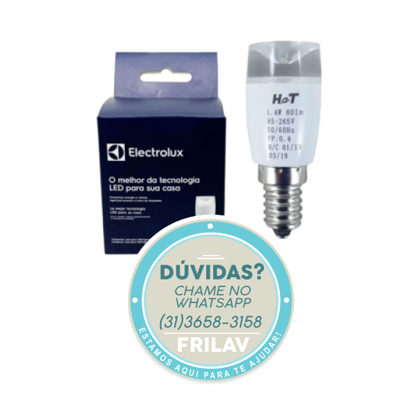Lâmpada LED 1,6W Bivolt Bocal E14 Original Electrolux - Código A15758201 / 41040457 - Iluminação para Geladeira