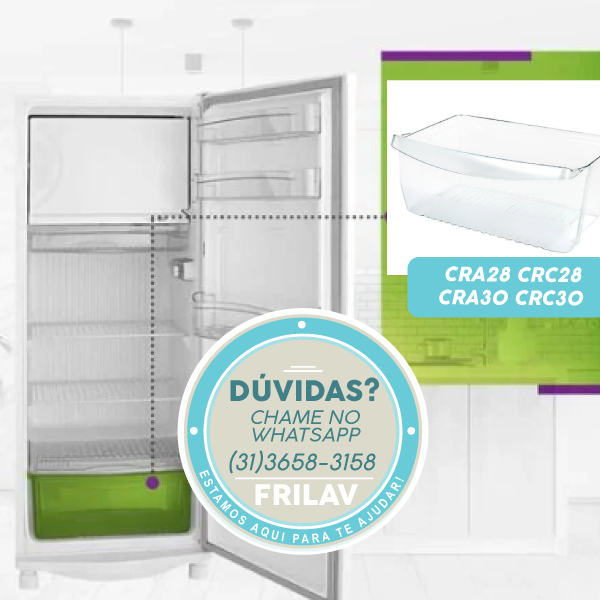 Gaveta de Legumes Original Consul W10212150 - Cesto Hortifrúti para Geladeiras CRA28, CRA30, CRC28, CRC30
