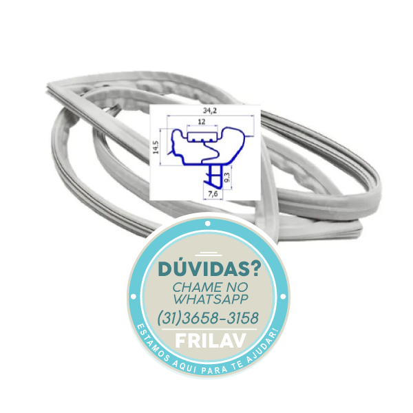 Gaxeta Borracha de Porta Brastemp 110,5x56cm - Compatível com W10268571 - Modelos BRD36, BRM33/34/35