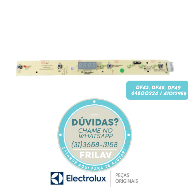 Placa Eletrônica de Interface Original Electrolux 64800224 / 41012958 - Painel de Comando para Geladeiras DF43, DF48, DF49