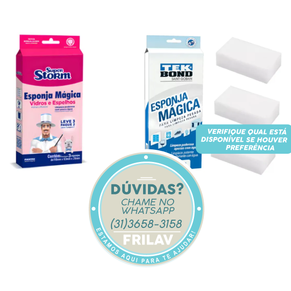 Kit 3 Esponjas Mágicas Limpeza Pesada - Multiuso - Remove Manchas Sem Química - Super Storm / Tekbond (Consulte Disponibilidade)