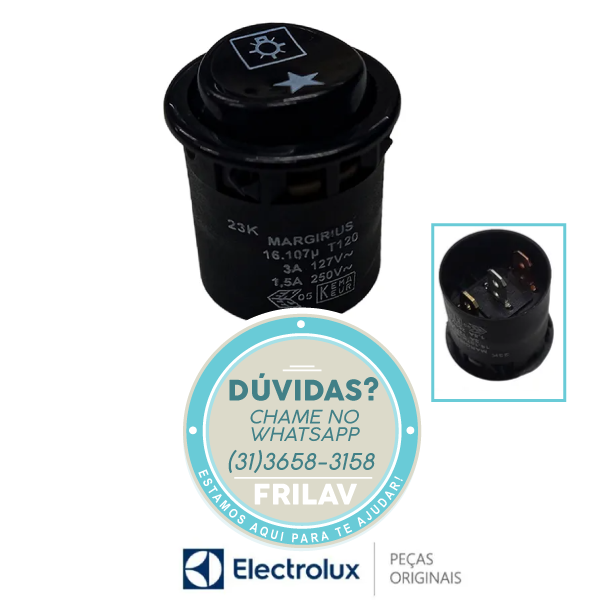 Interruptor de Tecla Dupla Ação Original Electrolux 64503012 / 41027114 - Para Fogões 50SB, 76DMX, 56TXS e Diversos Modelos