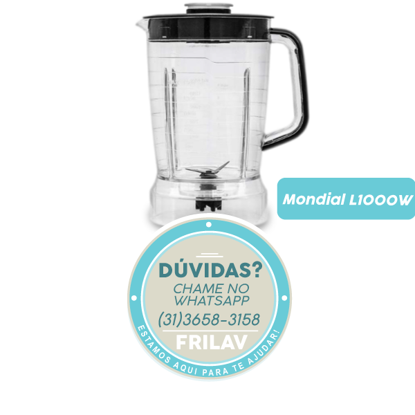 Copo / Jarra de Liquidificador Mondial L1000W - Cristal - Compatível Micromax MM1775 - Peça de Reposição