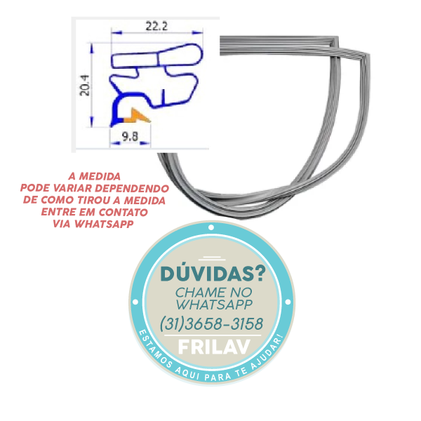 Gaxeta Borracha de Porta (1387x583 mm) Original Brastemp Consul - Código 326001584 - Para Geladeiras BRA30, CRA30, BVS22, BVG23