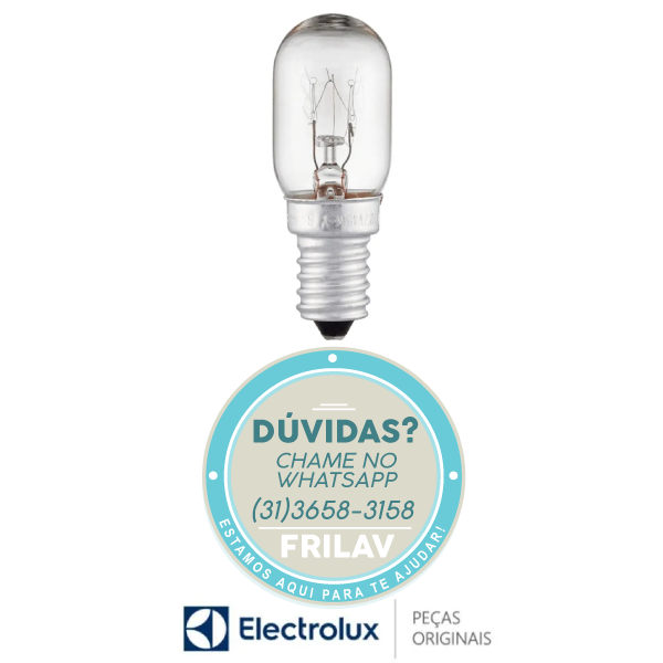 Lâmpada Incandescente 15W 127V - Bocal E14 (Rosca Fina) Original Electrolux - Código 64641425 / 41000950