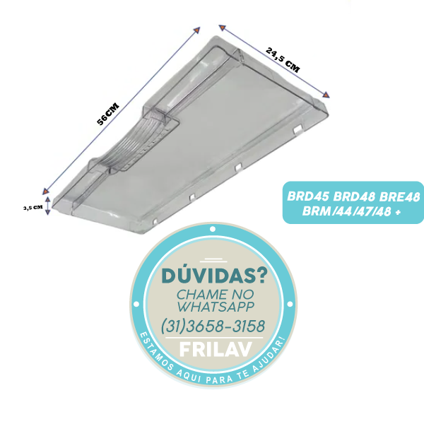 Frontal da Gaveta de Legumes Original Brastemp 326064410 - Para Geladeiras BRD45, BRM44, BRM47, BRE48 e Mais