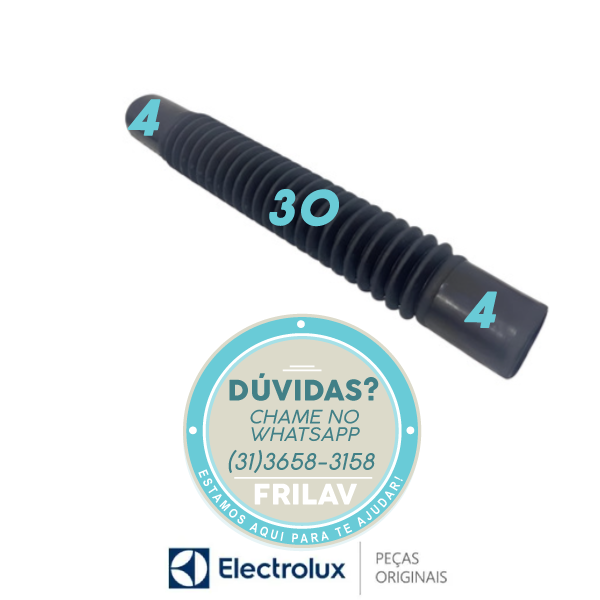 Mangueira Sanfonada Bomba Drenagem (Lados Iguais) Original Electrolux A07661201 / 41010897 - Para Diversas Lavadoras