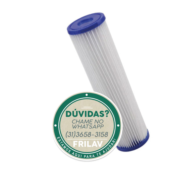 Refil Filtro Plissado 9.3/4" - 20 Micras - Poliéster Lavável e Reutilizável - Alta Vazão