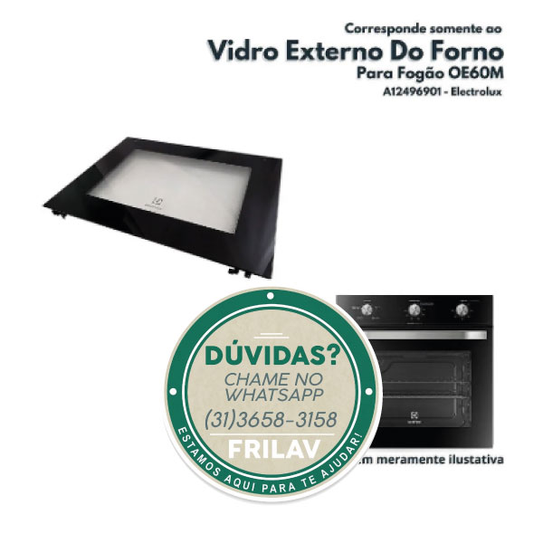 Vidro Externo para Forno de Embutir Electrolux Preto OE60M Original - A12496901