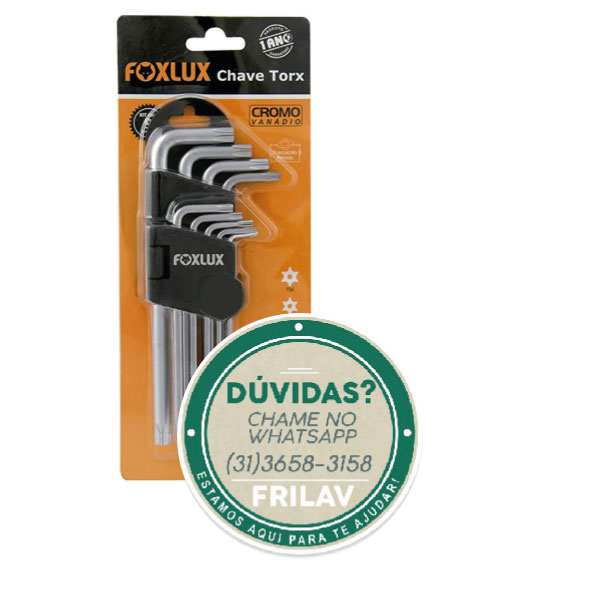Jogo de Chave Torx Cromo Vanádio com 9 Peças T10 a T50 Foxlux - 55551