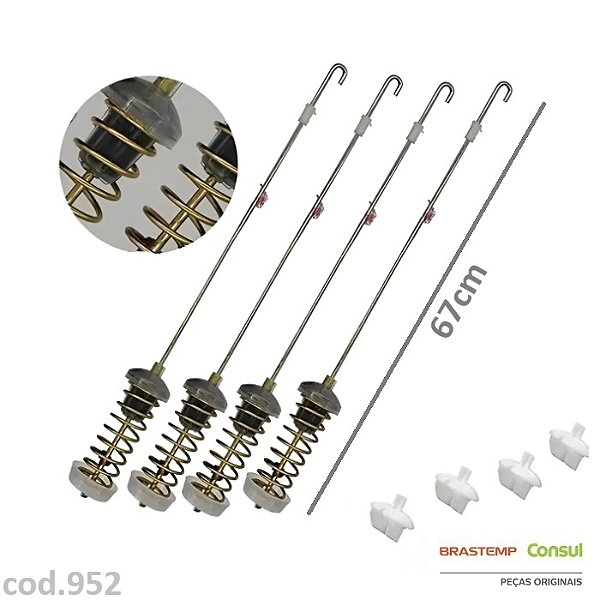 Conjunto de Suspensão Original para Lavadora Brastemp e Consul – W10764578