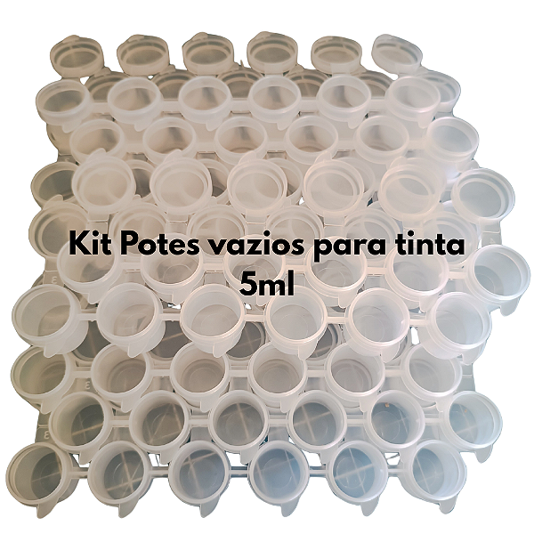 3 Tiras 18 potes potinhos de tinta vazio - 5ml - armazenamento de tintas