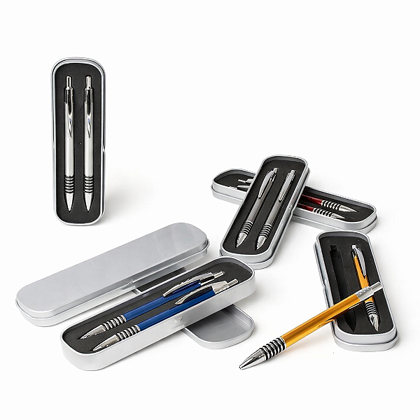 Conjunto Caneta e Lapiseira Metal 8094 Gravação Laser