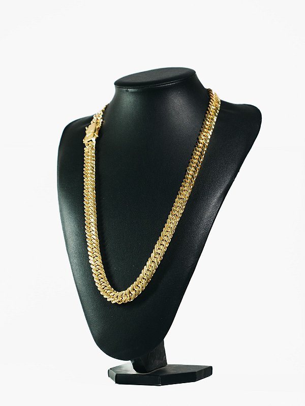 Corrente grumet dupla 12mm-banhado a ouro 18k