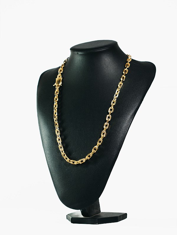 Corrente cadeado 12mm-banhado a ouro 18k