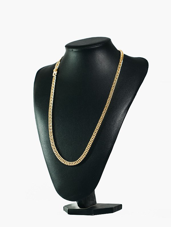 Corrente grumet dupla-banhado a ouro 18k