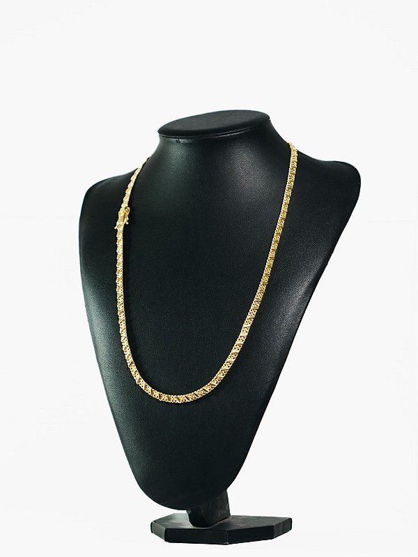 Corrente lacraia com friso-banhado a 18k