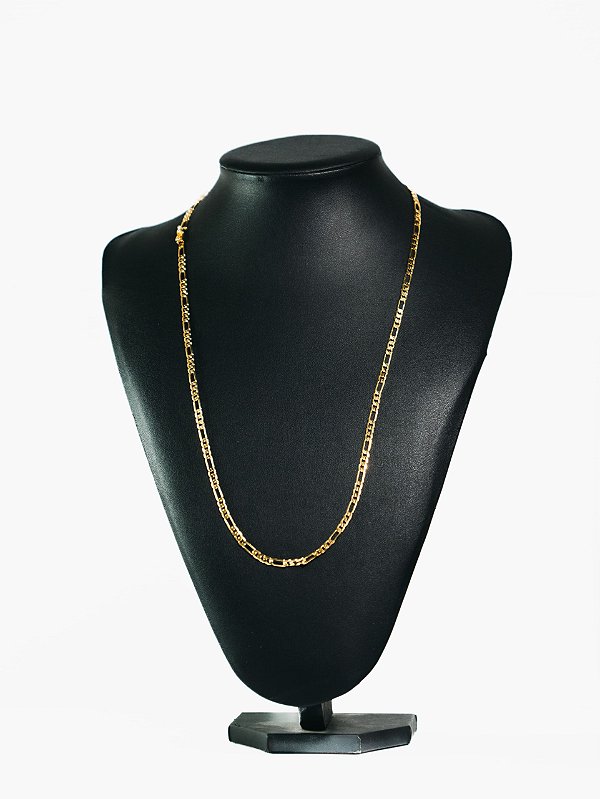 Corrente 3 por 1 3mm-banhado a ouro 18k