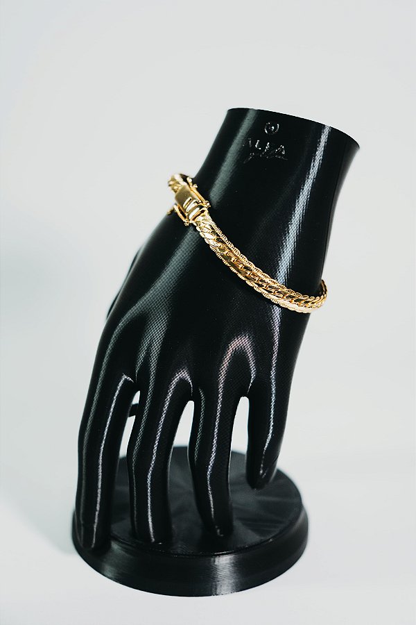 Pulseira laminada 6mm-banhado a ouro 18k