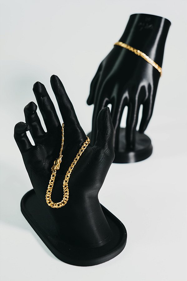 Pulseira grumet 4mm-banhado a ouro 18k