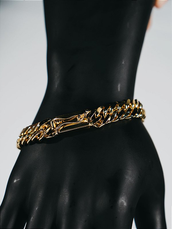 Bracelete grumet dupla-banhado a ouro 18k