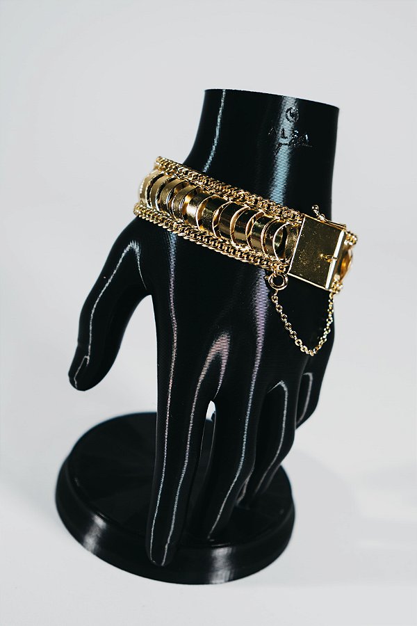 Bracelete escama 20mm-banhado a ouro 18k