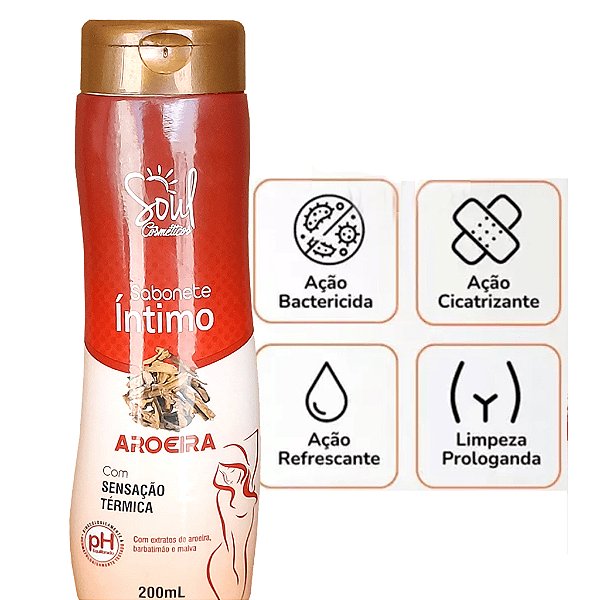 Sabonete Íntimo Feminino Aroeira 200ml Soul Cosméticos Natural e Suave
