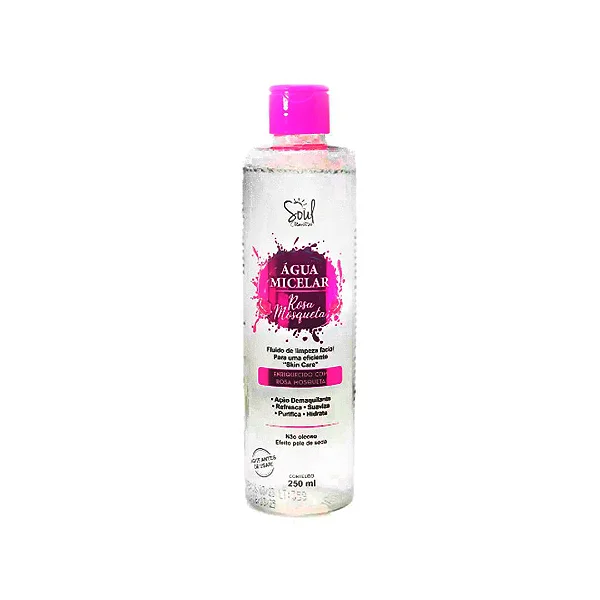 ✨ Água Micelar Soul Cosméticos Efeito Pele de Seda 250ml – Limpeza, Hidratação e Toque Aveludado ✨