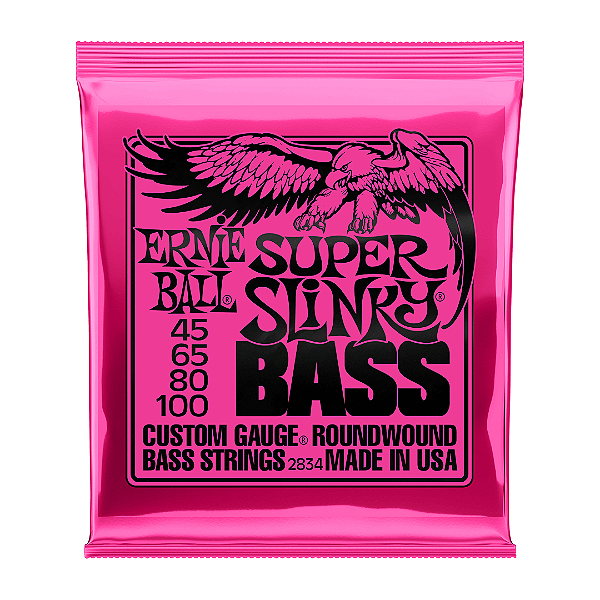 Encordoamento P/ Baixo 4 Cordas Ernie Ball Super Slinky .045