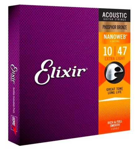 Encordoamento Violão Phosphor Bronze Elixir Nanoweb 010 47