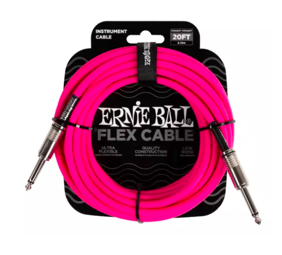 Cabo Para Instrumento P10/p10 Ernie Ball Flex Rosa 6 Metros