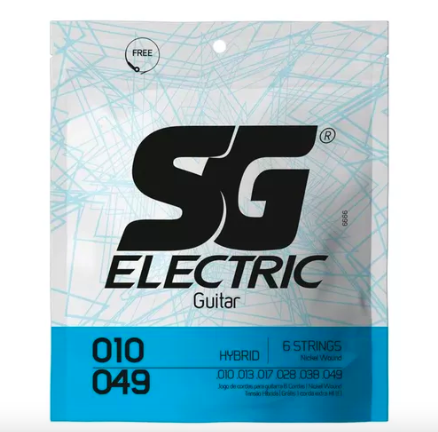 Encordoamento Para Guitarra Sg 010 49 Hibrido Níquel 6666