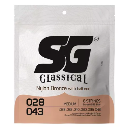 Encordoamento Violão Clássico Nylon Bronze Sg Bolinha .028 5280
