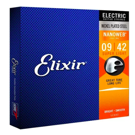 Encordoamento Para Guitarra Elixir Nanoweb Super Light 09 42 12002