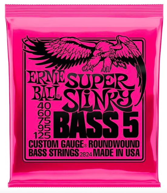 Encordoamento Ernie Ball 040 125 Super Slinky para Baixo 5 Cordas 2824
