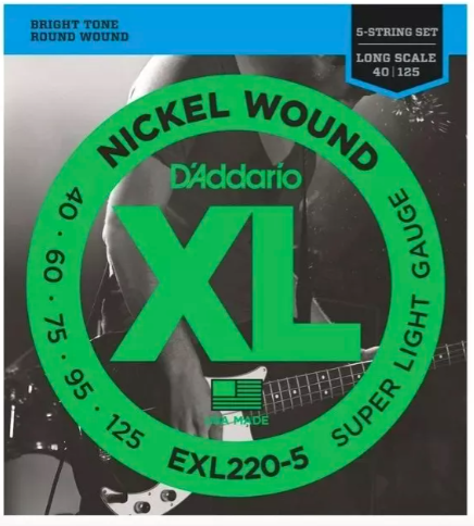 Encordoamento Daddario Baixo 040 125 EXL220 5 Cordas