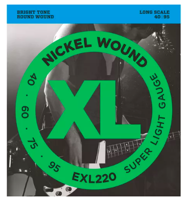 Encordoamento Daddario Baixo 040 95 EXL220 4 Cordas