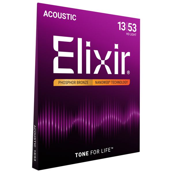 Encordoamento para Violão Aço Elixir Nanoweb Phosphor Bronze HD Light .013