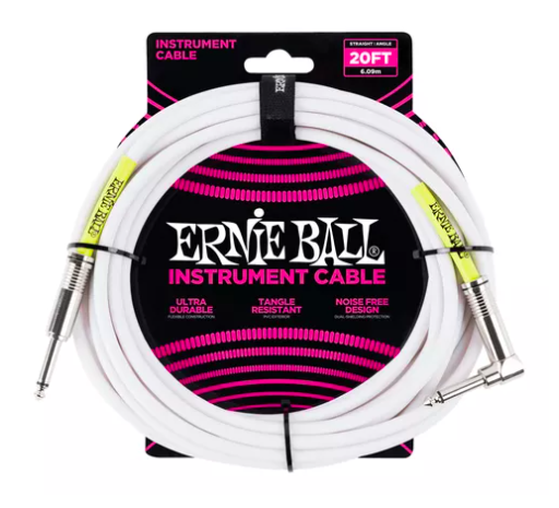 Cabo P/ Instrumento P10 Reto/l Ernie Ball Blindado Branco 6m