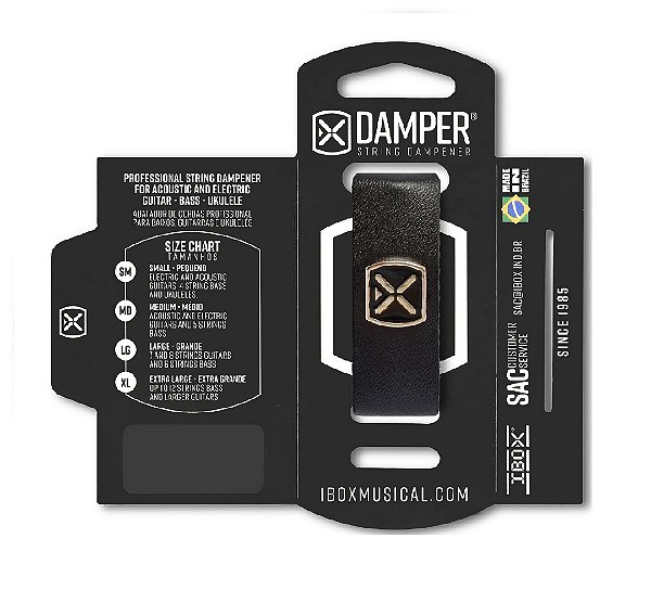 Abafador de Corda Damper Ibox em Couro com Tag de Metal Preto MD