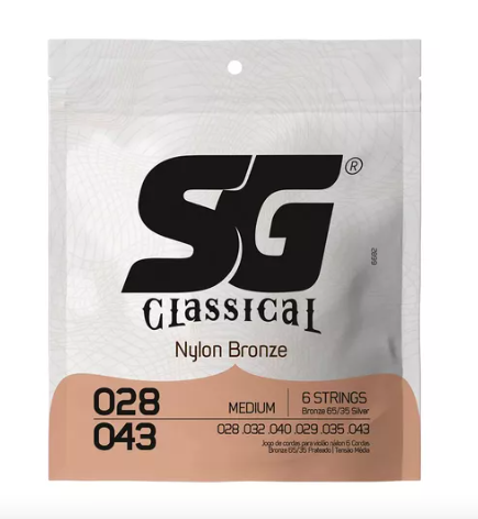 Encordoamento Para Violão Sg Classical Nylon Bronze 028