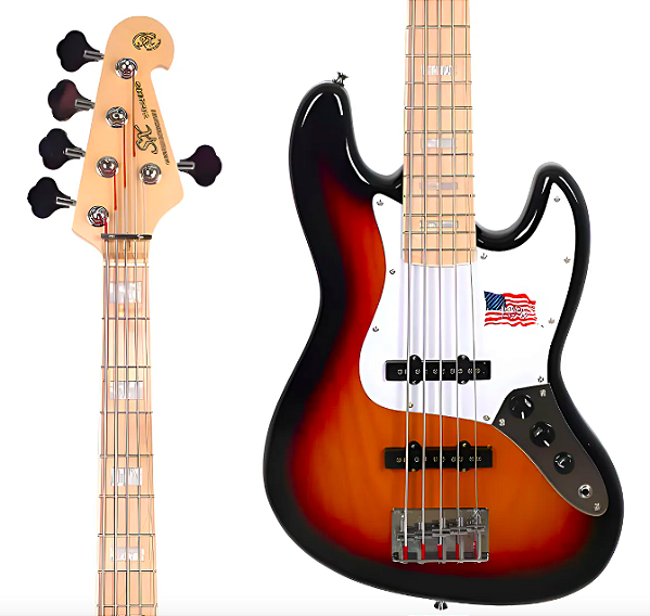 Baixo 5 Cordas Sx Vtg Series Jazz Bass 3 Tone Sunburst