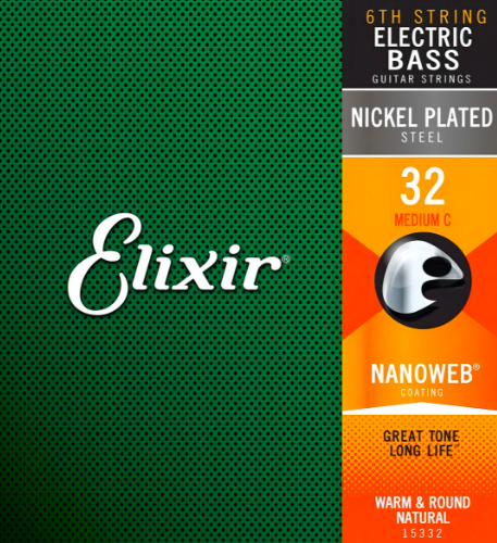 Corda Avulsa Para Baixo Elixir MEDIUM C 32 NICKL PLATED STEEL