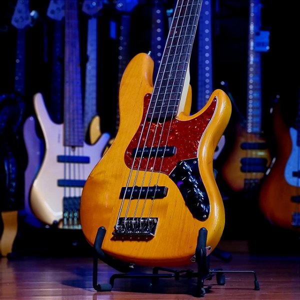 Baixo 5 Cordas Fender American Deluxe Jazz Bass V Amber