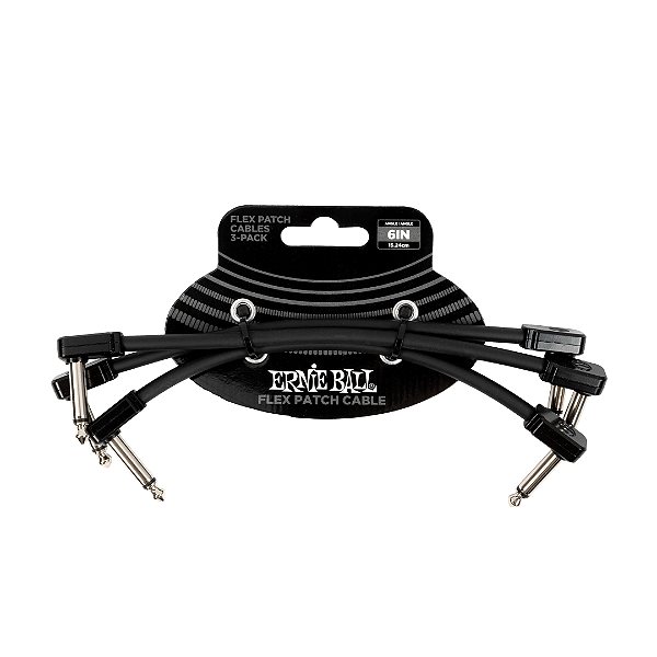 Kit 3 Cabo Para Pedal Ernie Ball Flex Patch Black 15,24 cm