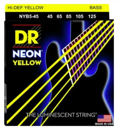 Encordoamento Baixo 5 Cordas DR Strings Neon Yellow .045
