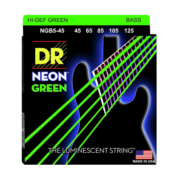 Encordoamento Baixo 5 Cordas Dr Strings Neon Green .045