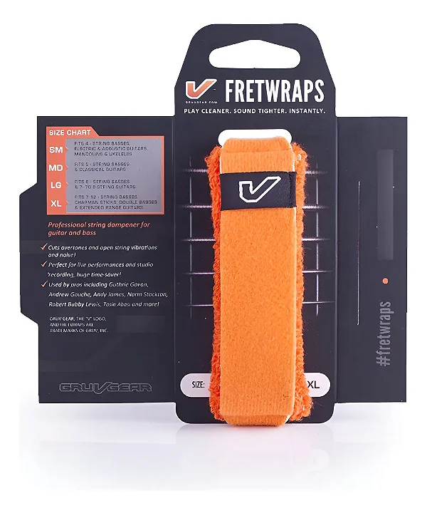 Abafador Cordas Damper Baixo Gruvgear Fretwraps Laranja Xl