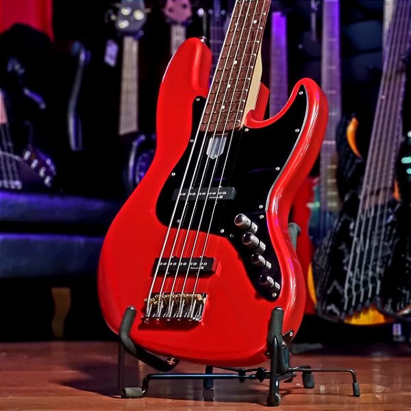 Baixo 5 Cordas Ativo Studebaker Jazz Bass Daytona Red