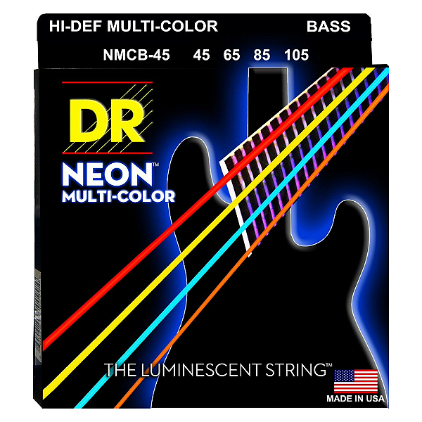 Encordoamento Baixo 4 Cordas Dr Strings Neon Multi-Color .045